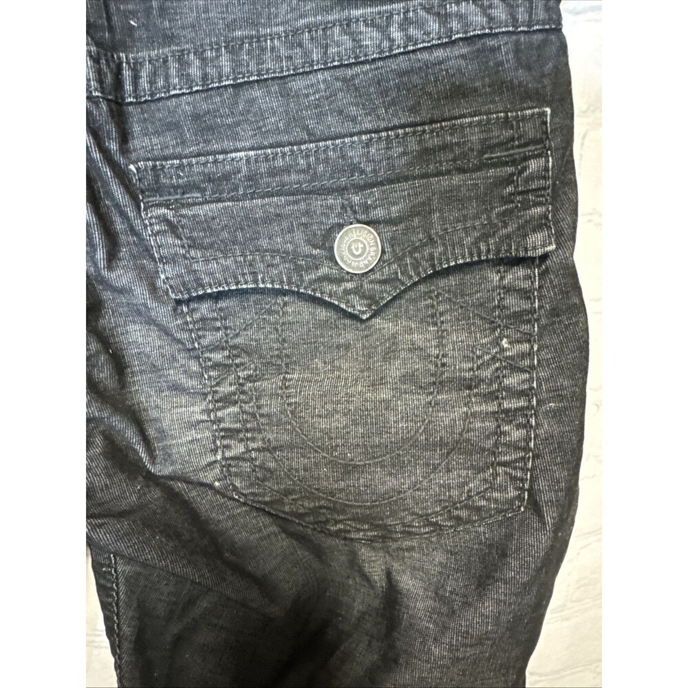 New True Religion Ricky SN Flap Short 29"  Black Rinse Denim Relaxed Straight - Picture 6 of 7